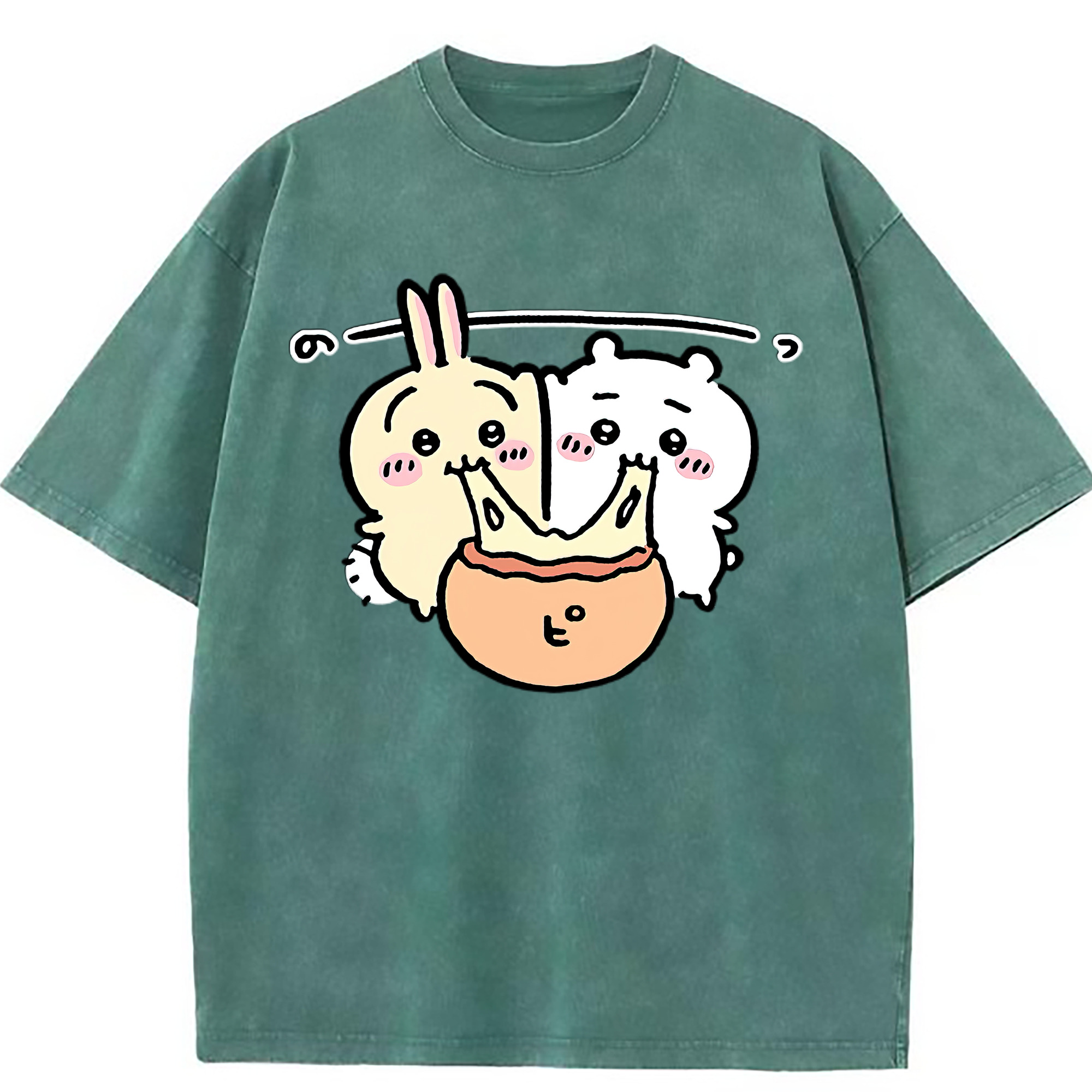 （画像用） ちいかわ うさぎ Chii-kawa usagi 綿100% ヴィンテージ風 半袖Tシャツ（フロントプリント）